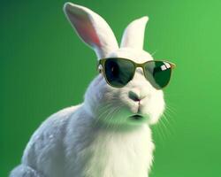 Cool bunny sunglasses looking with colorful summer background. photo