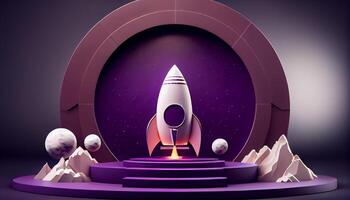 Abstract 3d podium for product presentation with geometric shapes, Empty round podium,Platforms for product presentation show new product background. photo