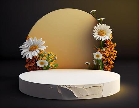 Abstract 3d podium for product presentation with geometric shapes, Empty round podium,Platforms for product presentation show new product background. photo