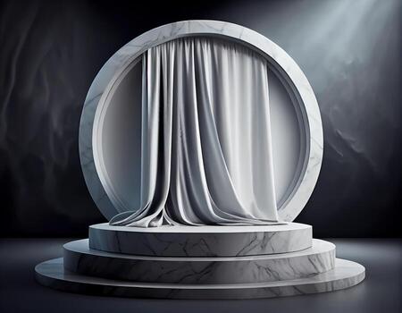 Abstract 3d podium for product presentation with geometric shapes, Empty round podium,Platforms for product presentation show new product background. photo