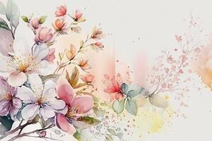 Watercolor colorful Flowers Background, . photo