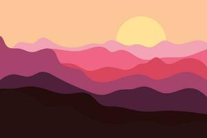 puesta de sol en las montañas vector