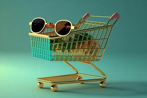 Online shopping 3d illustration background, photo