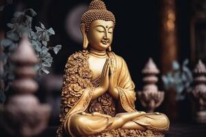 Buddism statue religion concept background created with technology. photo