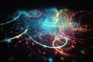 Abstract mathematical background glowing with lines and waves created with technology. photo
