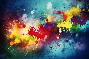 Colorful paint splashes background texture created with technology. photo