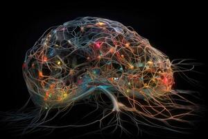 A representation of neuroplasticity the human brain created with technology. photo