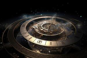 The concept of space and time in the theory of reality created with technology. photo