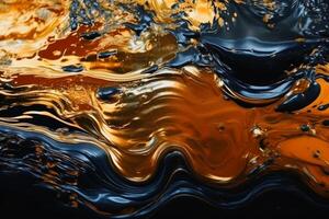 Metallic paint in a water surface background texture created with technology. photo