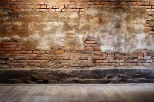 An ancient brick wall background texture created with technology. photo