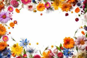 Beautiful floral onrament frame on a white background created with technology. photo
