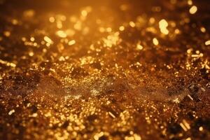 Golden glitter background created with technology. photo