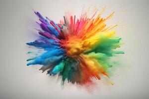 Exploding colors on a light background created with technology. photo