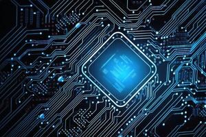 Abstract circuit design of a computer board created with technology. photo