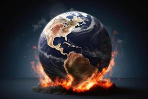 Planet earth in danger climate change concept created with technology. photo