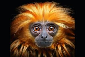un cerca arriba retrato de fascinante mono fotografía creado con generativo ai tecnología foto