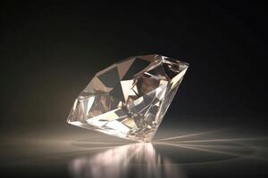 un grande diamante en un ligero antecedentes con cáustico ligero creado con generativo ai tecnología. foto