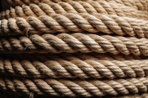 Braided rope on a roll background texture created with technology. photo