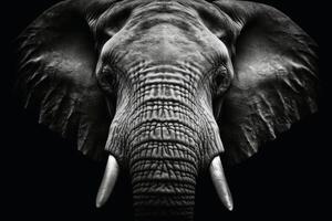 un cerca arriba retrato de fascinante elefante fotografía creado con generativo ai tecnología. foto