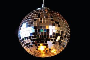 An 80s disco ball made of little mirrors created with technology. photo