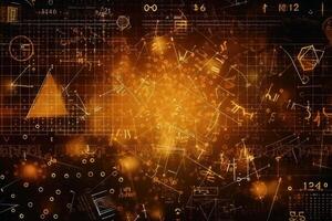 Mathematics background with lots of numbers and symbols created with technology. photo