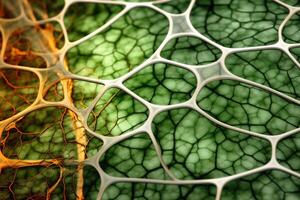 Closeup of plant cell structures background created with technology. photo