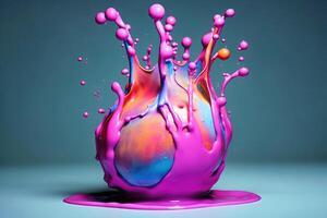 A liquid splashing artwork in beautiful colors created with technology. photo