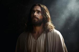 Jesus Christ savior of the world created with technology. photo