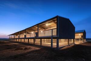 A modern large barn for pigs created with technology. photo