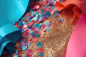 Colourful glittering paper from above created with technology. photo