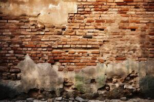 An ancient brick wall background texture created with technology. photo