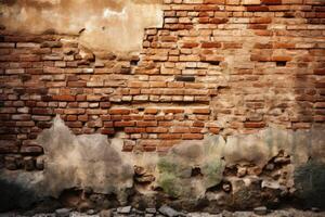 An ancient brick wall background texture created with technology. photo