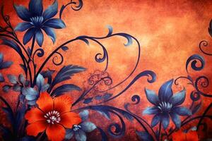 Beautiful colored abstract floral pattern background created with technology. photo