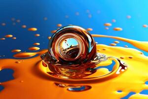 A liquid splashing artwork in beautiful colors created with technology. photo