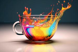 A liquid splashing artwork in beautiful colors created with technology. photo