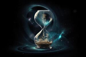 The concept of space and time in the theory of reality created with technology. photo