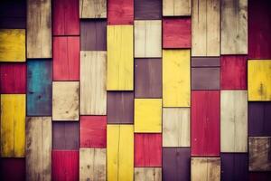 Colorful painted wooden plank background texture created with technology. photo