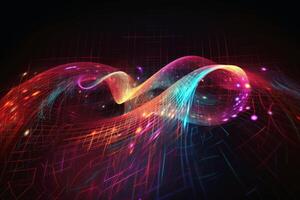 Abstract mathematical background glowing with lines and waves created with technology. photo