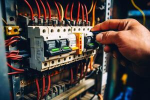 un electricista durante un reparar creado con generativo ai tecnología. foto