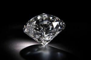 A big sparkling diamond of a drk surface created with technology. photo