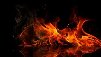 Images of fire flames black background photo