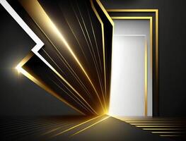 Abstract luxurious black gold background. Modern dark banner template with geometric shape patterns . Futuristic digital graphic design. photo