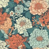 Abstract floral seamless pattern. Bright colors, painting on a light background. photo