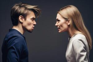 A man and a woman arguing created with technology. photo