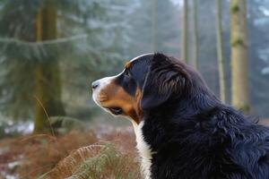 Portrait of a cute bernese mountain dog created with technology. photo