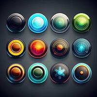 colorful round game button photo