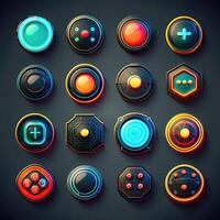 colorful round game button photo