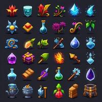 fantasy rpg 2d game icons photo