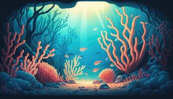 submarino mar paisaje marina plantas ai generado foto