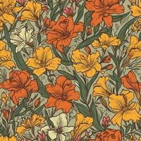 Abstract floral seamless pattern. Bright colors, painting on a light background. photo